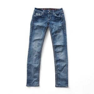 Rock Revival Kyla Mid-Rise Ankle Skinny Light Wash Embellished Jeans Women's 24